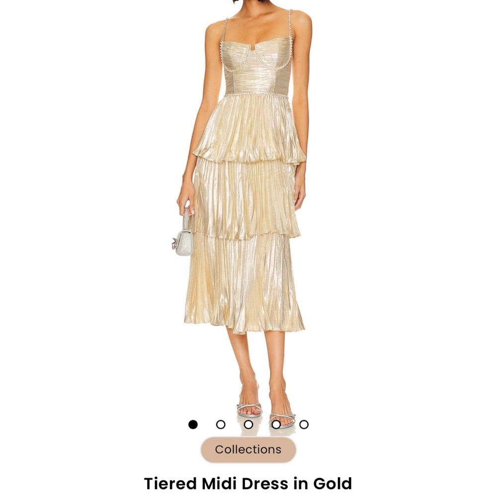 Self-Portrait Gold Midi Dress